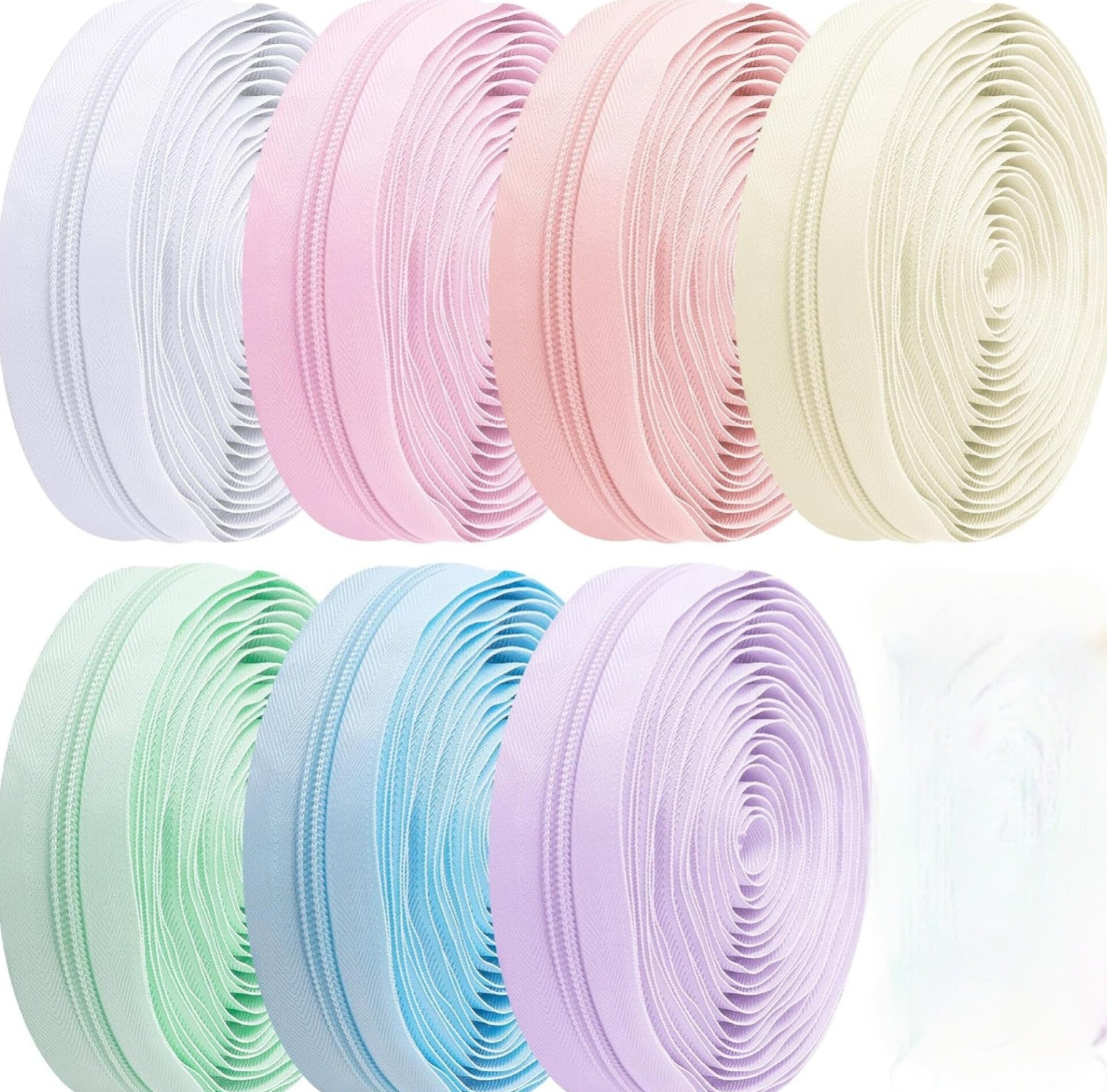 35 Yards 7 Pieces #5 Sewing Zippers Tapes Assorted Nylon Lightweight with 35 zinc alloy still Zipper Sliders for Women Men Sewing Supplies(Skin Tone Color)