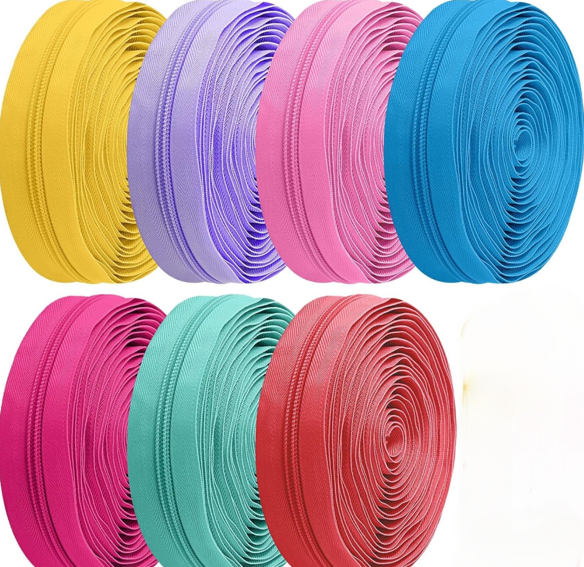 35 Yards 7 Pieces #5 Sewing Zippers Tapes Assorted Nylon Lightweight with 35 zinc alloy still Zipper Sliders for Women Men Sewing Supplies(Skin Tone Color)