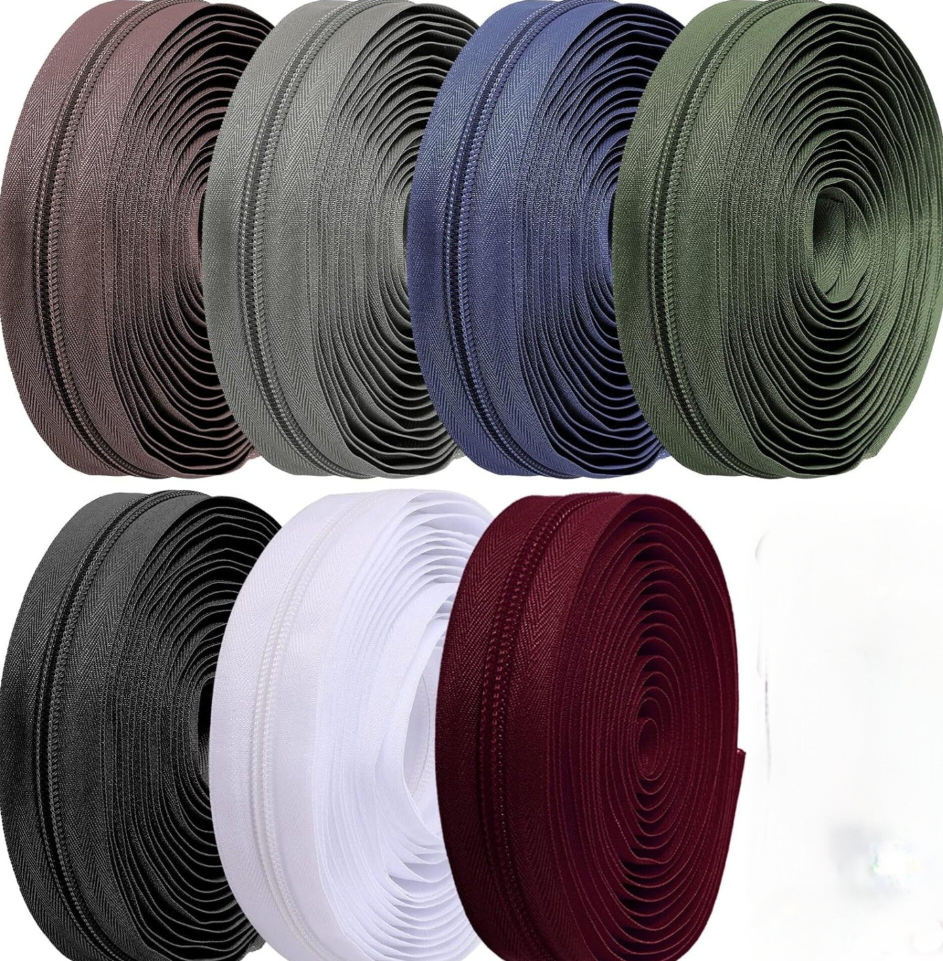 35 Yards 7 Pieces #5 Sewing Zippers Tapes Assorted Nylon Lightweight with 35 zinc alloy still Zipper Sliders for Women Men Sewing Supplies(Skin Tone Color)