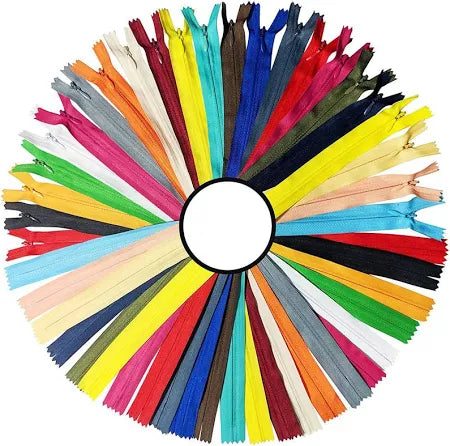 16 Inch Pack of 50 Multi Colors Nylon Invisible Zippers for Tailoring, Sewing, DIY Garments, Bags & Home Textiles – Craft Accessories for Sewers & Crafters