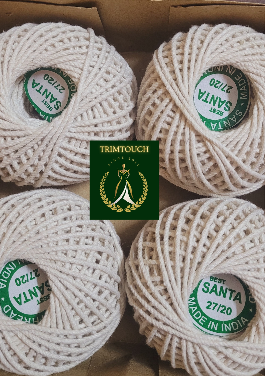 *Cotton Piping Thread - Dori* used for piping in dresses, clothes, pillow covers, etc., sold in a pack of 4 bundles with tailor chalk.