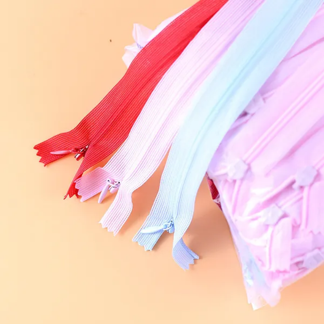 16 Inch Pack of 50 Multi Colors Nylon Invisible Zippers for Tailoring, Sewing, DIY Garments, Bags & Home Textiles – Craft Accessories for Sewers & Crafters